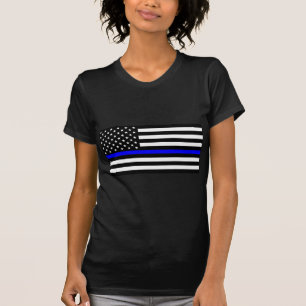 T-shirt - Ligne bleue mince de la police du pavillon amér