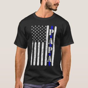 T-shirt Ligne Bleue Mince Papa Police Vintage Drapeau Amér
