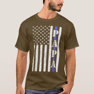 T-shirt Ligne Bleue Mince Papa Police Vintage Drapeau Amér
