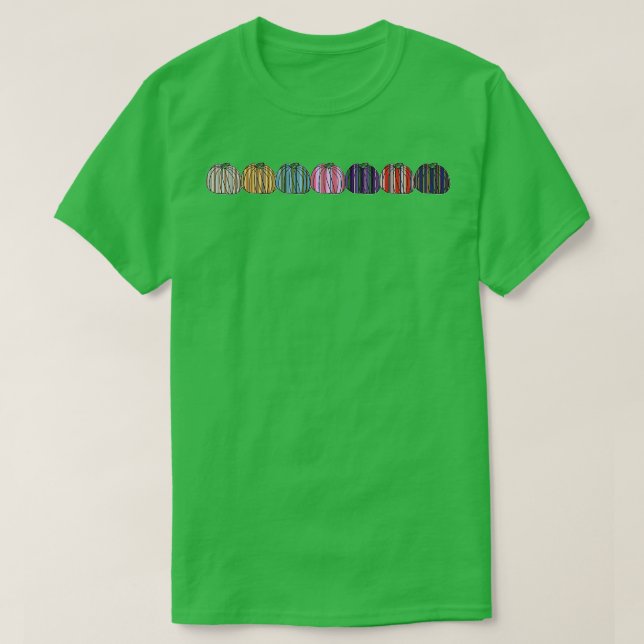 T-shirt Ligne Citrouille de bandes colorées (Design devant)