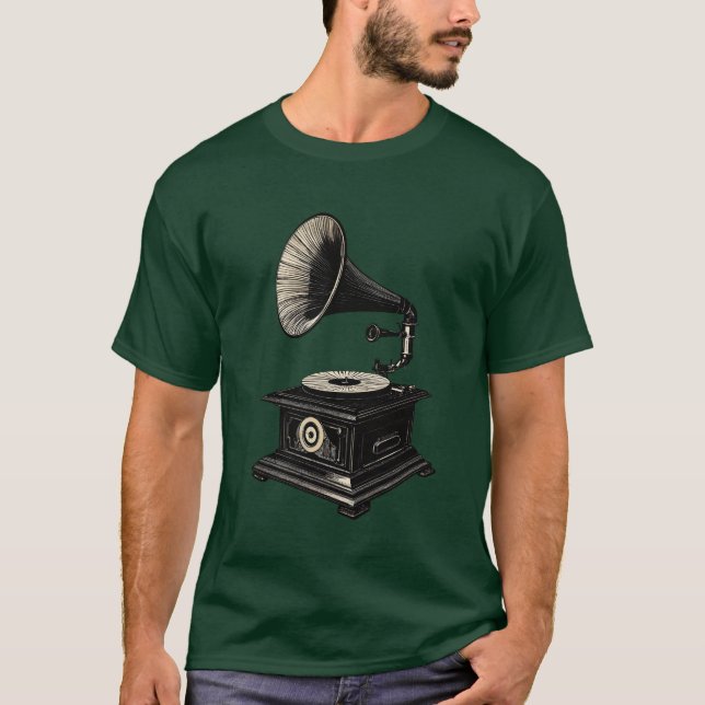 T-shirt Ligne classique de lecteur de disques rétro (Devant)
