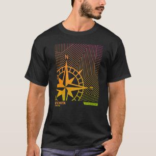 T-shirt Ligne Compas Gradient Ombre Wichita Kansas America