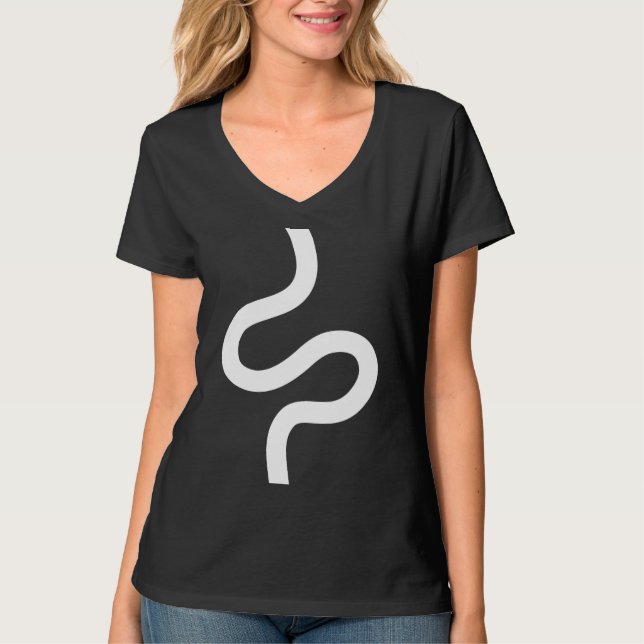 T-shirt Ligne courbe 02 - Blanc sur noir (Devant)
