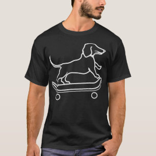 T-shirt Ligne Dachshund Chiweenie Wiener Chien Skateboard