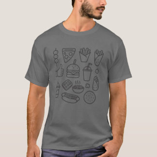 T-shirt Ligne d'art de famille de gribouillis de restaurat