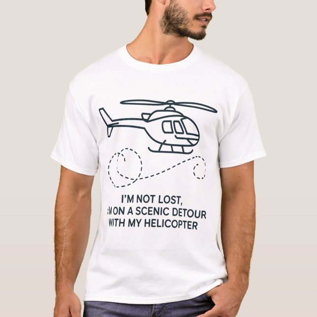 T-shirt Ligne d'art minimaliste d'hélicoptère (Devant)