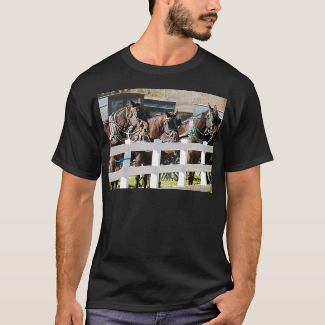 T-shirt Ligne de Chevaux Amish (Devant)