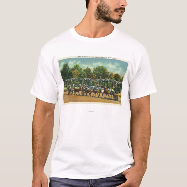 T-shirt Ligne de départ vue de voie de course de Saratoga (Devant)