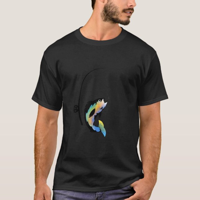 T-shirt Ligne de pêche silhouette de pêche (Devant)