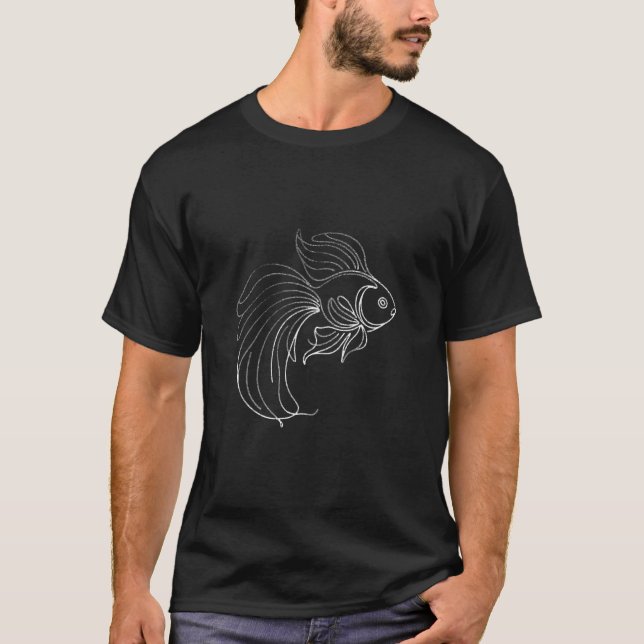 T-shirt Ligne de poissons rouges Dessin de conception de p (Devant)
