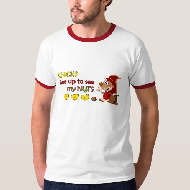 T-shirt Ligne de poussins pour voir mes écrous (Devant)