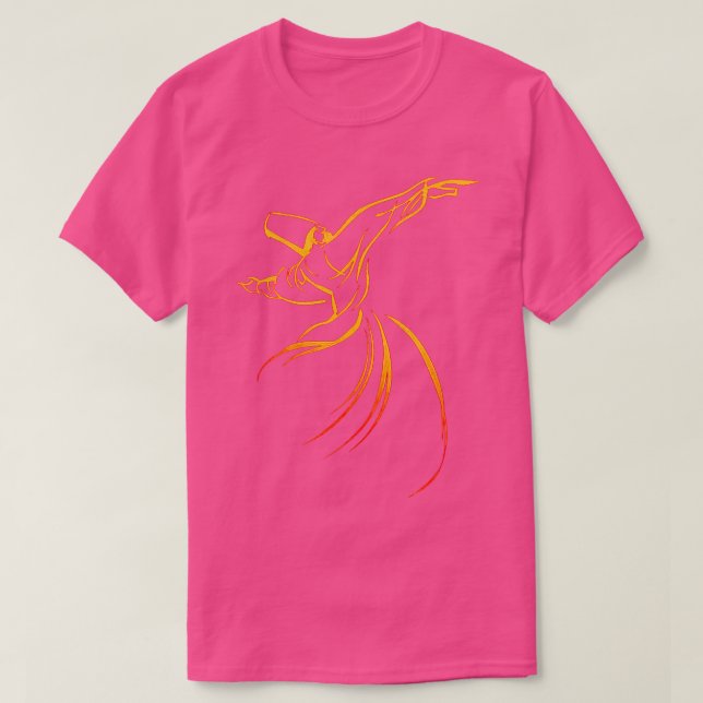 T-shirt Ligne Dervish Dessin Calligraphie Style Jaune Et (Design devant)