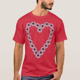 T-shirt Ligne Dessin Pois Rose Gerbera Valentines Hea