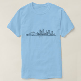 T-shirt Ligne détaillée de l'horizon de Boston Monument