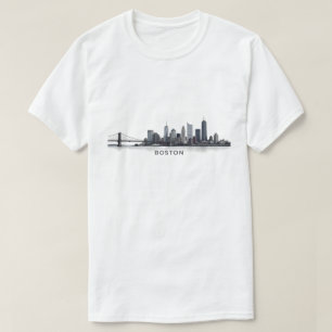 T-shirt Ligne détaillée de l'horizon de Boston Monument