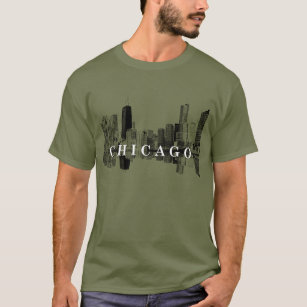 T-shirt Ligne d'horizon de Chicago, Illinois en noir