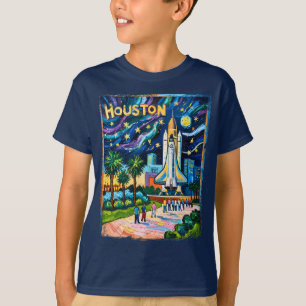 T-shirt Ligne d'horizon de Houston Space Center Rocket Van