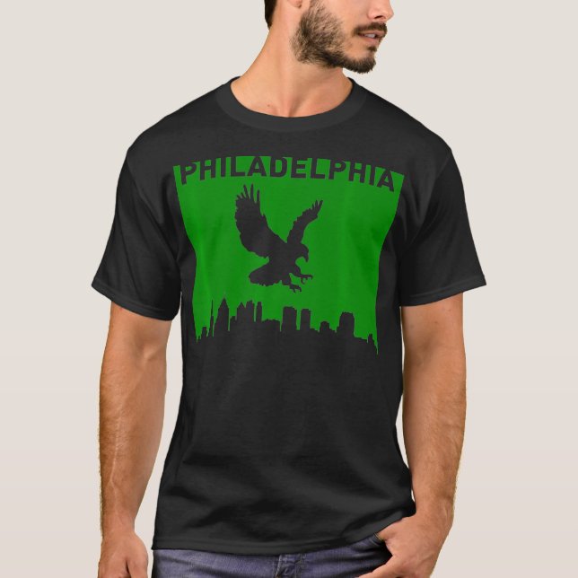 T-shirt Ligne d'horizon de Philadelphie avec l'aigle flamb (Devant)