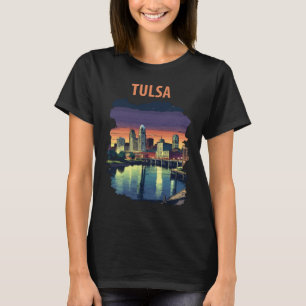 T-shirt Ligne d'horizon de Tulsa Oklahoma Néon Voyage