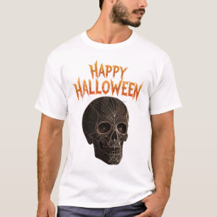 T-shirt Ligne d'or complexe Halloween crâne d'art Hallowee