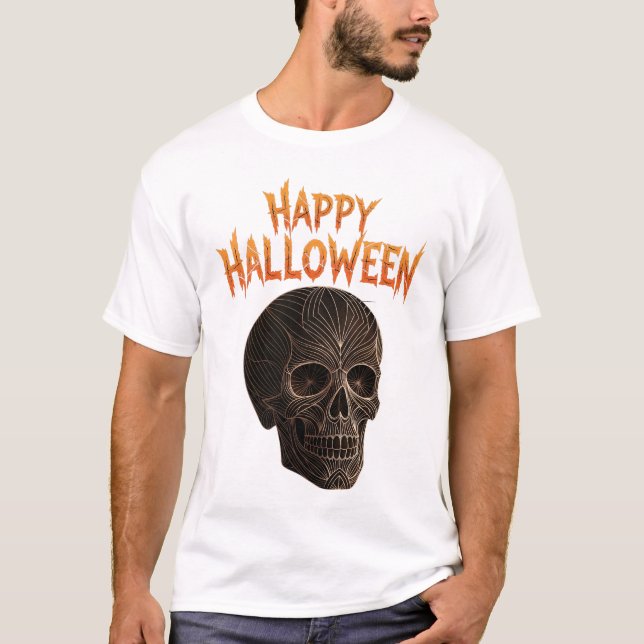 T-shirt Ligne d'or complexe Halloween crâne d'art Hallowee (Devant)