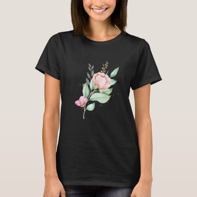 T-shirt Ligne esthétique Motif Femme avec Costume Fleurs (Devant)