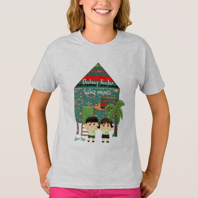 T-shirt Ligne Hugot "Laro tayo", Bahay Kubo, Philippines (Devant)