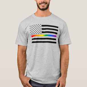 T-shirt Ligne mince de la Fierté arc-en-ciel USA