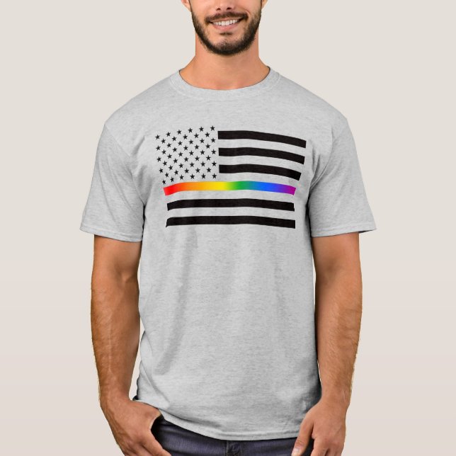 T-shirt Ligne mince de la Fierté arc-en-ciel USA (Devant)