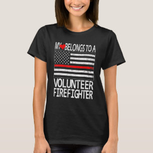 T-shirt Ligne Rouge Drapeau Fireman Femme Fille amie Bénév