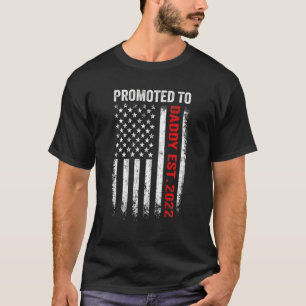T-shirt Ligne Rouge Hommes Promu À Papa 2022 Pompier D