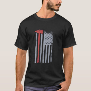 T-shirt Ligne rouge mince Drapeau américain Red Ax Firefi