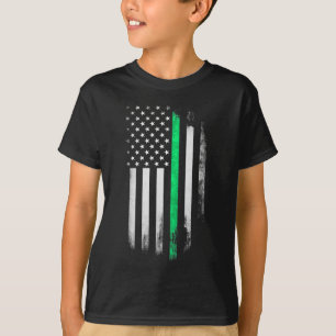 T-shirt Ligne verte Drapeau américain St Patrick's Day