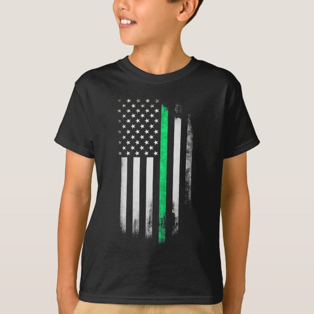 T-shirt Ligne verte Drapeau américain St Patrick's Day (Devant)
