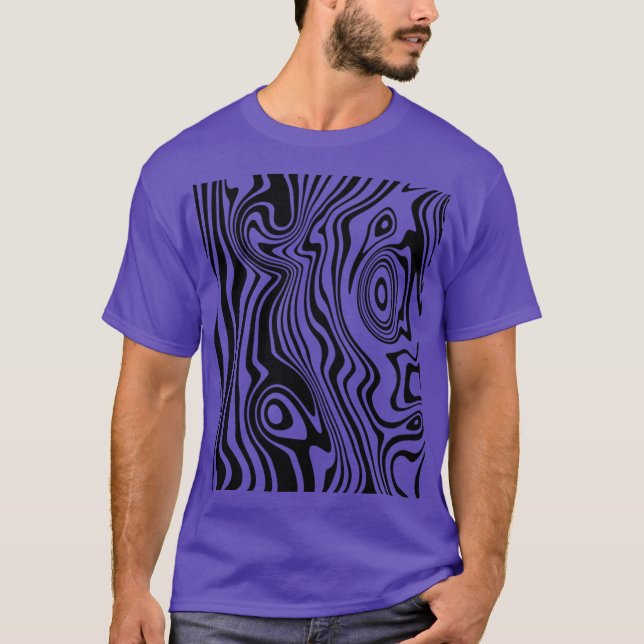 T-shirt Lignes Abstraites en noir et violet dépoli - perso (Devant)
