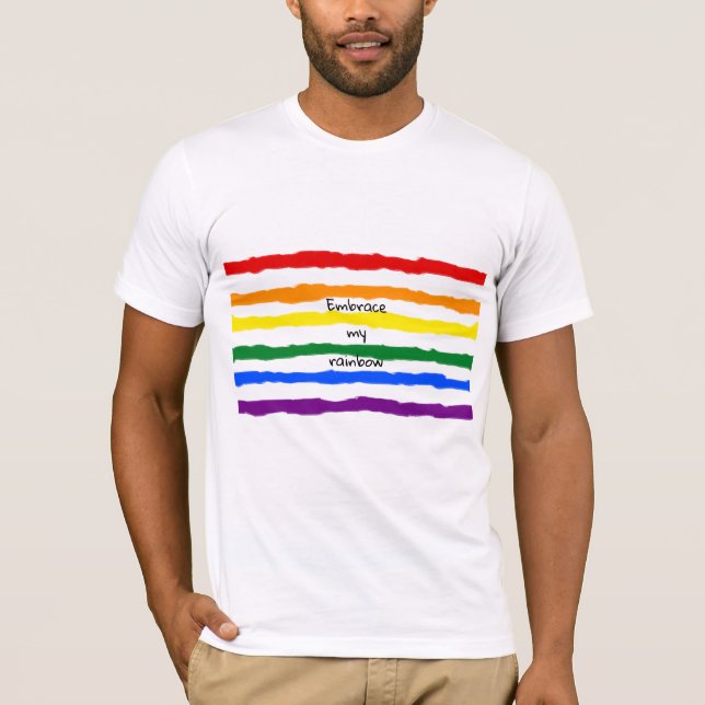 T-shirt Lignes arc-en-ciel avec texte personnalisé (Devant)