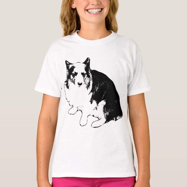 T-shirt Lignes Corgi de surveillance nocturne (Devant)