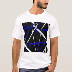 T-shirt Lignes de bleu de Criss et blanches royales