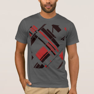 T-shirt Lignes de formes en diagonale rouge noir MCM appar