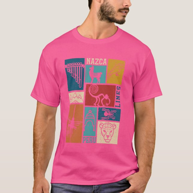T-shirt Lignes de Nazca - Pérou Géoglyphe Singe Astronaute (Devant)
