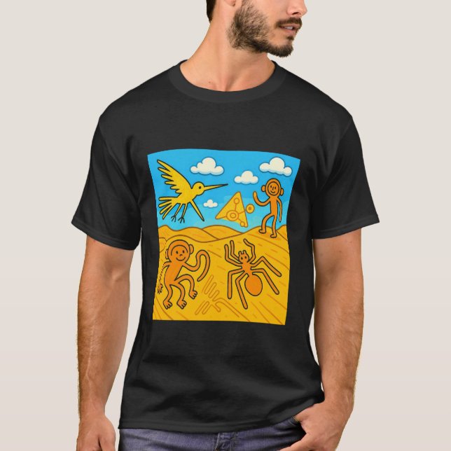 T-shirt Lignes de Nazca Pérou Géoglyphes Rétro (Devant)