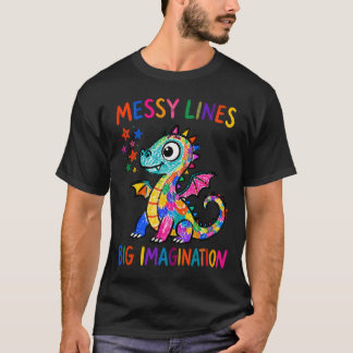 T-shirt Lignes désordonnées Grand Imagination Crayon Drago