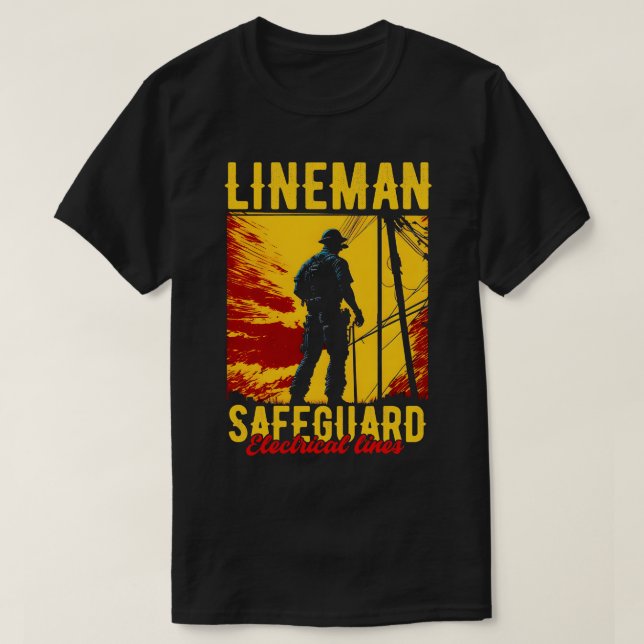 T-shirt Lignes électriques de protection de Lineman (Design devant)