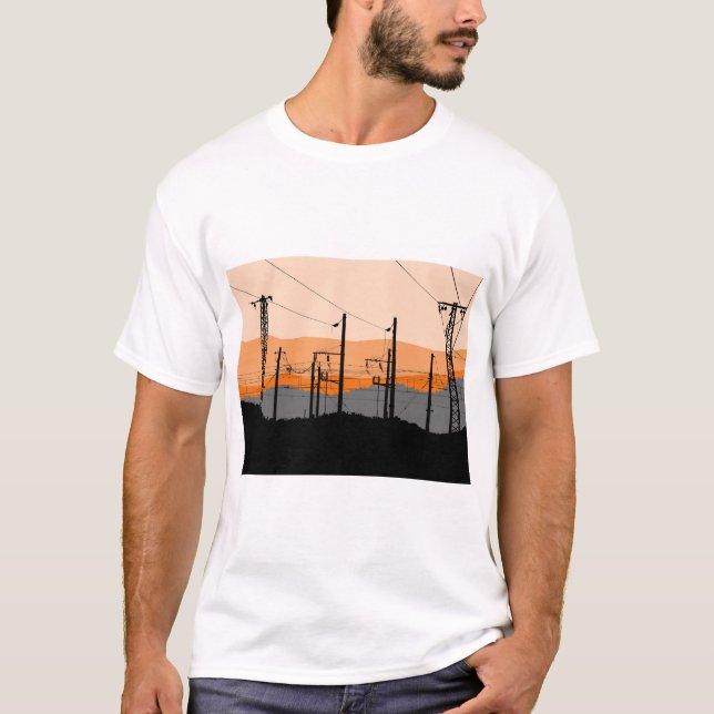 T-shirt Lignes électriques du crépuscule industriel, esthé (Devant)