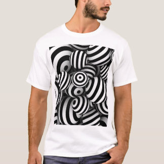 T-shirt Lignes noires de boules blanches 3D