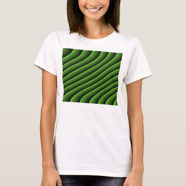 T-shirt Lignes ondulées vertes hypnotiques (Devant)