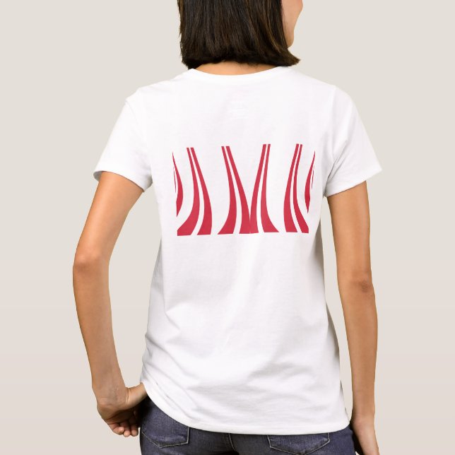 T-shirt Lignes rayées de courbe rouge Abstraite transparen (Dos)
