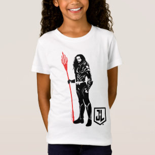 T-Shirt Ligue de Justice Aquaman Pose Noir Pop Art