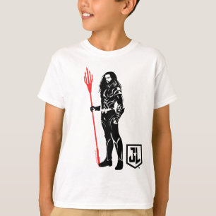 T-shirt Ligue de Justice Aquaman Pose Noir Pop Art