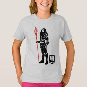 T-shirt Ligue de Justice Aquaman Pose Noir Pop Art